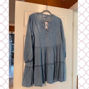 NWT Vineyard Vines Chambray Tiered Dress